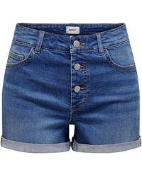 ONLY - ONLHUSH HW BUTTON FOLD UP SHORTS DNM PIM - Lyst