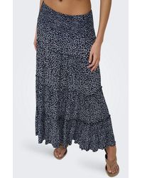 ONLY - Maxirock Onlfernanda Life Layred Long Skirt Noos Viskose, Gesmoktes Bündchen - Lyst