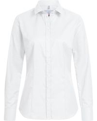 Greiff - Langarmbluse Modern WITH 37.5® Bluse Langarm Kent Regular Weiß/Blau - Lyst