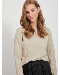 Vila - Dünner Rundhals Strickpullover VIRIL 5641 in Beige - Lyst