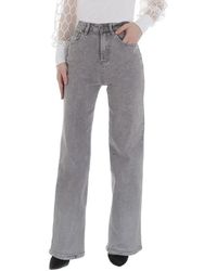 Ital-Design - Mom- Party & Clubwear (86359017) Destroyed-Look Glänzend High Waist Jeans in Grau - Lyst