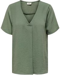 Jacqueline De Yong - Blusenshirt Kurzarm Bluse V-Ausschnitt T-Shirt Business Oberteil JDYDIVYA 5164 in Dunkelgrün - Lyst