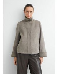 Comma, - Winterjacke Outdoor-Jacke Kurze Wollmix-Jacke Mit Strick-Details - Lyst
