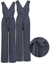 Sublevel - Overall Jumpsuit lange Binde Gürtel Einteiler Plissee Hose - Lyst