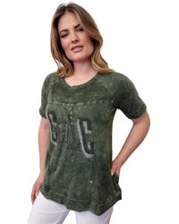 Gio Milano - T-Shirt im Wash-Out-Effect mit Strassbesatz - Lyst