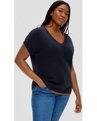 S.oliver - Strickpullover Pullover mit V-Ausschnitt Kontrast-Details - Lyst