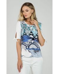 Passioni - Animalprint T- shirt mit Print und Kettendetail am Auschnitt - Lyst