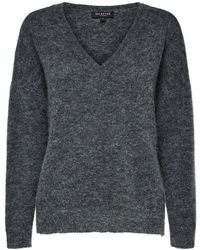 SELECTED Mohairmix- Strickpullover - Grau