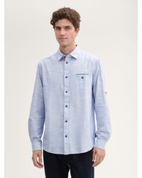 Tom Tailor - Langarmhemd Regular Fit Hemd mit Turn-up-Funktion - Lyst