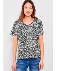 Cecil - T-Shirt mit sommerlichem Alloverdruck - Lyst