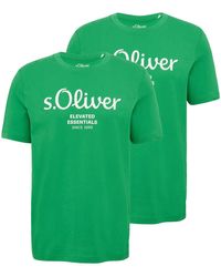 S.oliver - T-Shirt Casual (2-tlg) mit Rundhals-Ausschnitt, kurzarm, Logo-Aufdruck im 2er Pack - Lyst