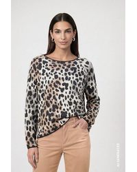 Monari - Rundhalspullover Pullover Leojacquard Regular Fit Mit Leomuster - Lyst