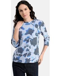 Bicalla - T- Shirt mit Blüten und Streifen in Blau (1-tlg) - Lyst