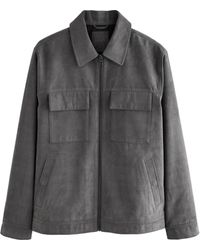 Next - Lederimitatjacke Hemdjacke mit Reißverschluss aus Velourskunstleder (1-St) - Lyst