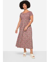 Angel of Style - Jerseykleid Jersey-Maxikleid Alloverdruck gesmokte Büste - Lyst