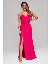 Ombre - Trägerloses Abendkleid mit Schlitz - Lyst