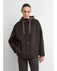 Comma, - Winterjacke Outdoor-Jacke Cape-Jacke Aus Doubleface Mit Nylon-Kapuze - Lyst