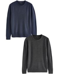 Next - Rundhalspullover 2er-Pack Rundhals-Pullover mit weicher Haptik (2-tlg) - Lyst