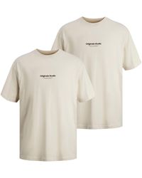 Jack & Jones - T-Shirt 2er Pack Jorvesterbro Tee SS Crew Neck mit modischem Schriftzug auf der Vorderseite - Lyst