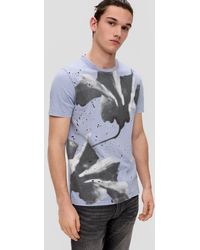 QS - Kurzarmshirt T-Shirt mit Frontprint aus reiner Baumwolle - Lyst