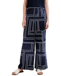 Tom Tailor - Stoffhose loose fit palazzo pants, navy geometric design - Lyst
