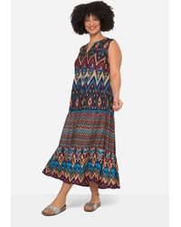 Angel of Style - Maxikleid A-Linie grafischer Druck ärmellos - Lyst