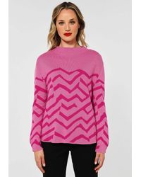 Street One Pullover mit Zick Zack Print in Pink | Lyst DE