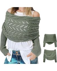 autolock - Strickponcho Multifunktionaler Schal mit Ärmeln,Gestrickter Zopf-Wickel - Lyst