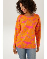 Aniston CASUAL - Sweatshirt mit großflächigen Blüten bedruckt - Lyst