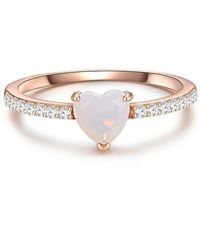 Glanzstücke München - Silberring Herz Roségold, Ring Sterling Silber Roségold Mondstein (Synth) Zirkonia Weiß - Lyst