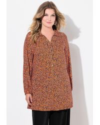 MIAMODA - Hemdbluse Bluse A-Linie Leomuster Saum-Volant Langarm - Lyst
