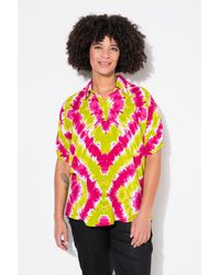 Angel of Style - Hemdbluse Bluse A-Linie Batik-Muster Halbarm - Lyst