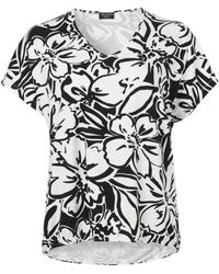 Via Appia Due - V- Feminines T-Shirt mit floralem, zweifarbigem Allover-Muster - Lyst