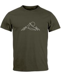 Neverless - T-Shirt Berge Wandern Brustprint Aufdrucke Gebirge Outdoor mit Print - Lyst