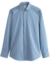 Next - Langarmhemd Pflegeleichtes Slim Fit Hemd mit Sportmanschetten (1-tlg) - Lyst