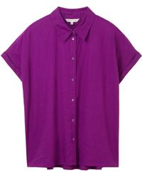 Tom Tailor - Langarmbluse shortsleeve blouse with linen - Lyst
