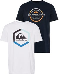 Quiksilver - T-Shirt Doppelpack mit Logodruck (Packung, 2-tlg., 2er-Pack) - Lyst