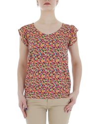 Ital-Design - Kurzarmbluse Elegant (85987250) Rüschen Print Top & Shirt in Orange - Lyst