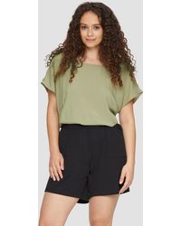 QS - Langarmbluse Oversized-Bluse mit überschnittenen Schultern und Teilungsnaht - Lyst