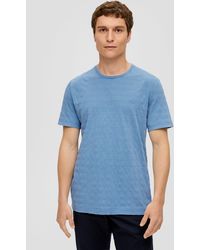 S.oliver - Kurzarmshirt T-Shirt aus Baumwolle Streifen-Detail, Label-Patch - Lyst