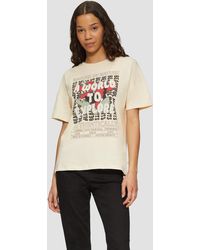 QS - Kurzarmshirt T-Shirt mit Frontprint Artwork - Lyst