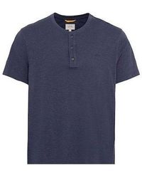Camel Active - T-Shirt Kurzarm Henleyshirt aus reiner Baumwolle in blau (1-tlg) - Lyst