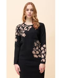 Passioni - Strickpullover in Schwarz mit Leopardenmuster und einer Vordertasche - Lyst