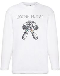Urban Backwoods - Langarmshirt Wanna Play Robot Langarm T-Shirt Retro Gamer Controller Video Game - Lyst
