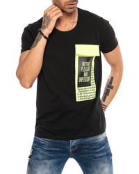 Redbridge - T-Shirt mit Kontrasttasche und Print – Regular Fit, 100 % Baumwolle - Lyst