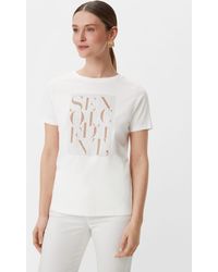 Comma, - Kurzarmshirt T-Shirt mit Frontprint - Lyst
