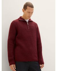 Tom Tailor - Troyer Strickpullover mit recyceltem Polyester - Lyst