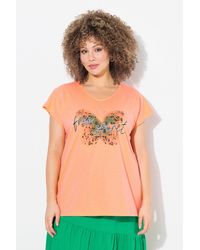 Ulla Popken - T-Shirt Schmetterling Oversized V-Ausschnitt - Lyst