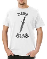 Urban Backwoods - Print- In Town You're The Law T-Shirt Sly Rambo Out Here It's Me Knife - Lyst