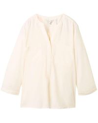 Tom Tailor - Blusenshirt easy shape blouse with linen, Whisper White - Lyst